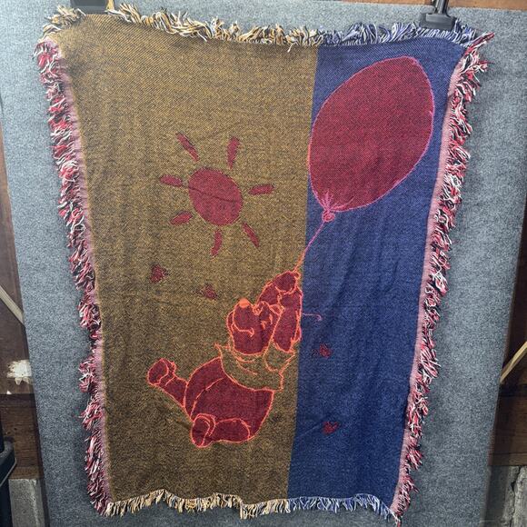 Vintage Disney Winnie The Pooh Tapestry Blanket Throw Blanket 38”x49” Untreated - Picture 6 of 6